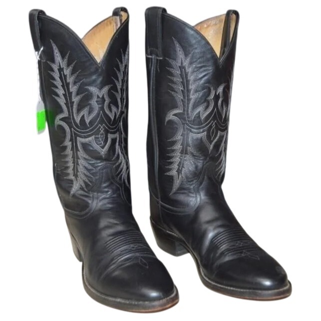 Tony Lama Larry Mahan Boots Mens 10.5d Black Leather Western Cowboy Classic
